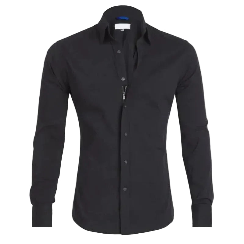 Herrskjorta med Dragkedja och Stilren Design 0