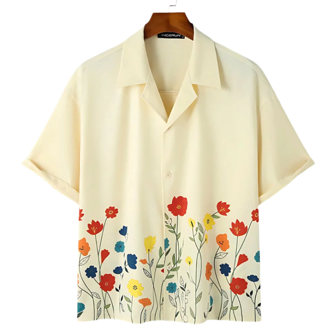 Herrskjorta med Krage Blommig Sommarstil 0