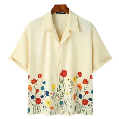 Herrskjorta med Krage Blommig Sommarstil 0