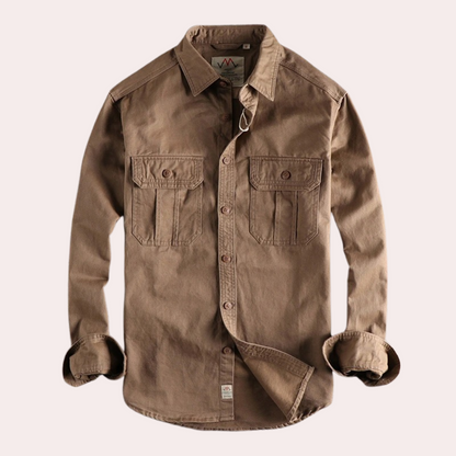 Herrskjorta med lång ärm och avslappnad passform 1