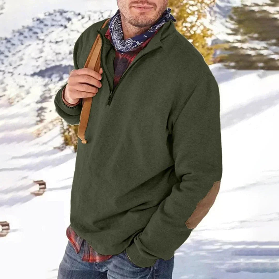 Herrtröja med Halv Dragkedja och Armbågslappar 2