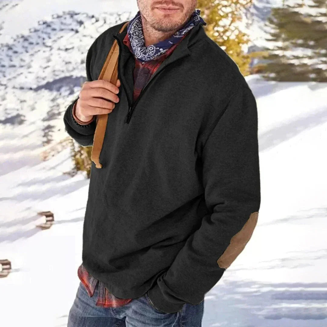 Herrtröja med Halv Dragkedja och Armbågslappar 5