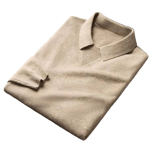 Herrtröja med Polokrage och Ribbad Fåll 0