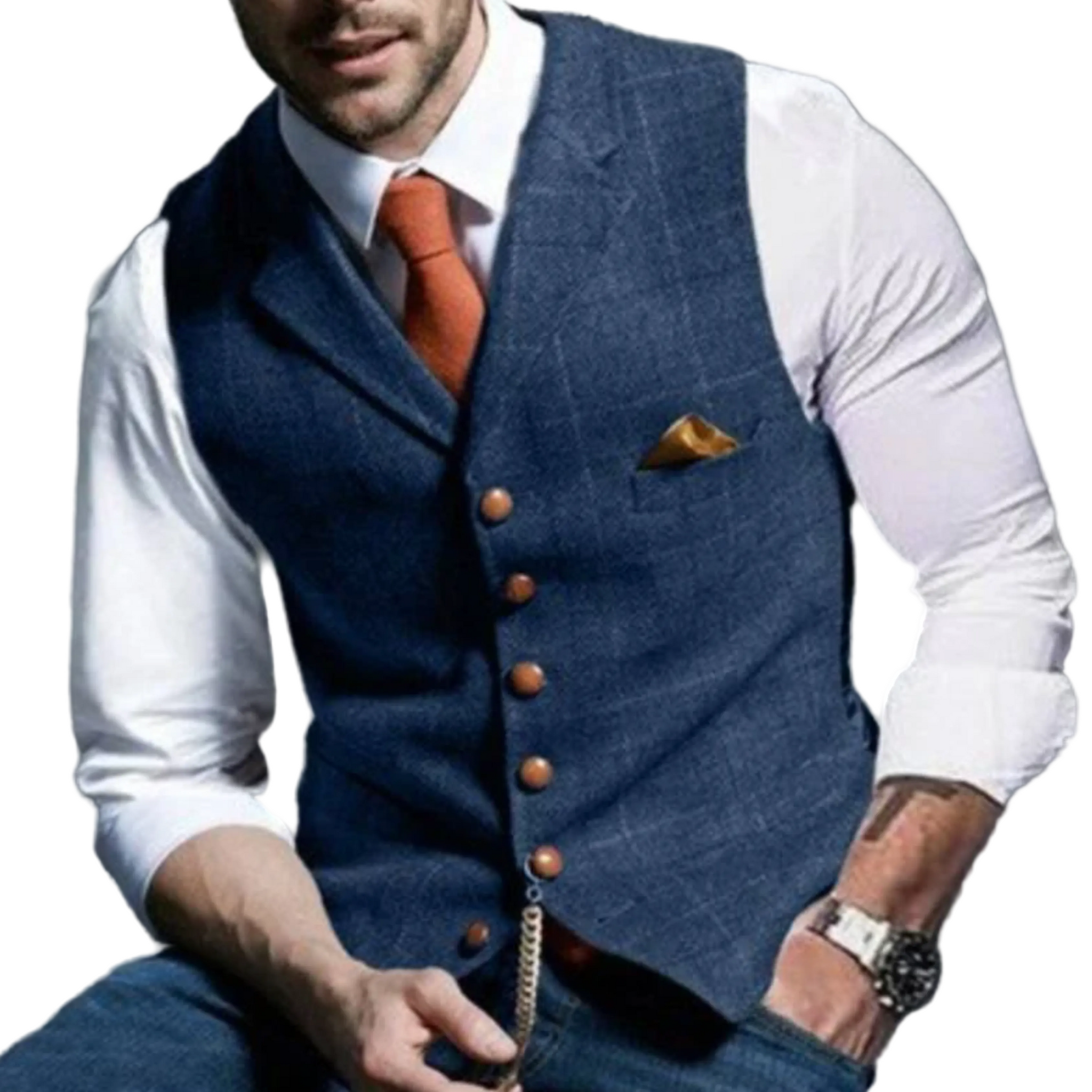 Herrväst Slim Fit med Knappdetaljer 0