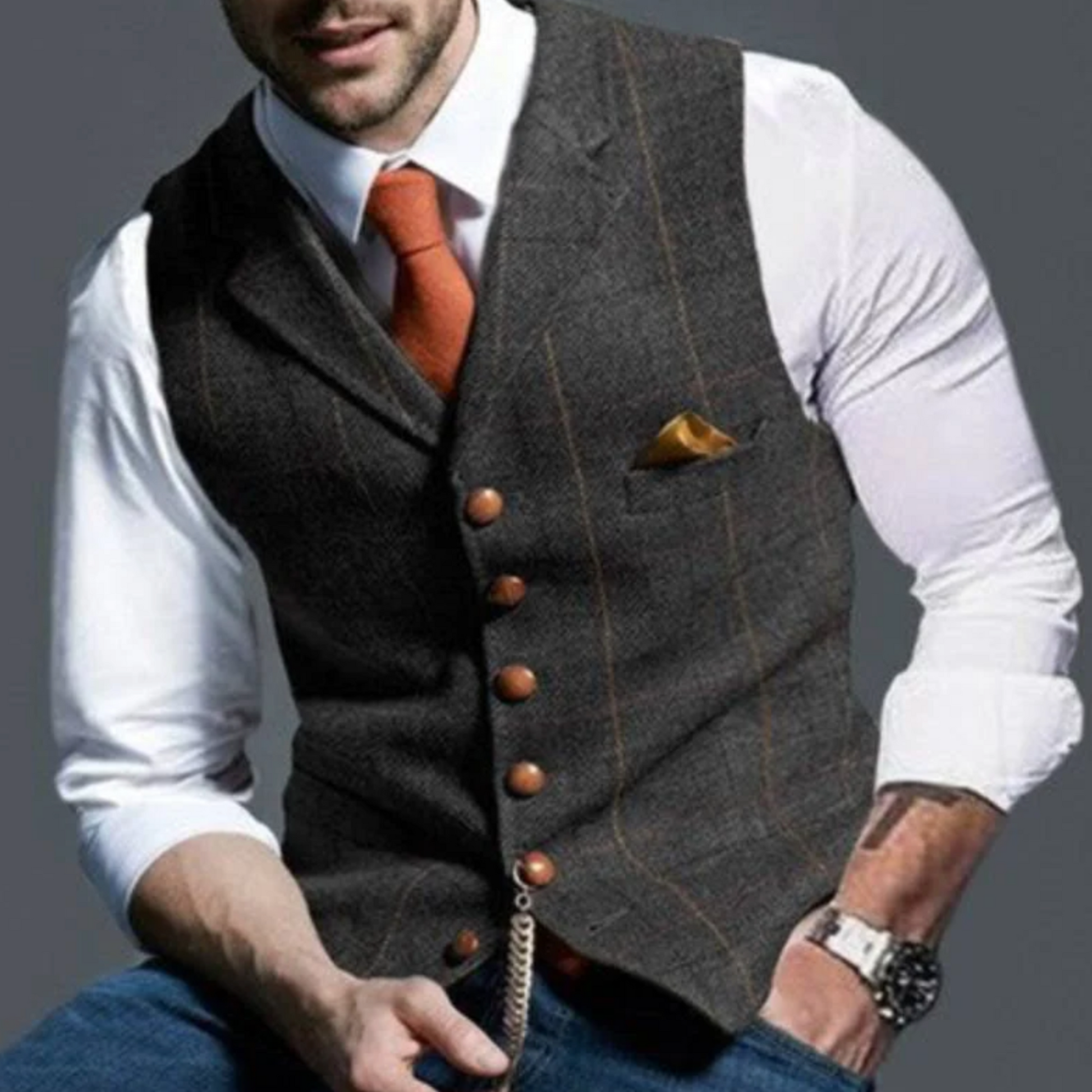 Herrväst Slim Fit med Knappdetaljer 3