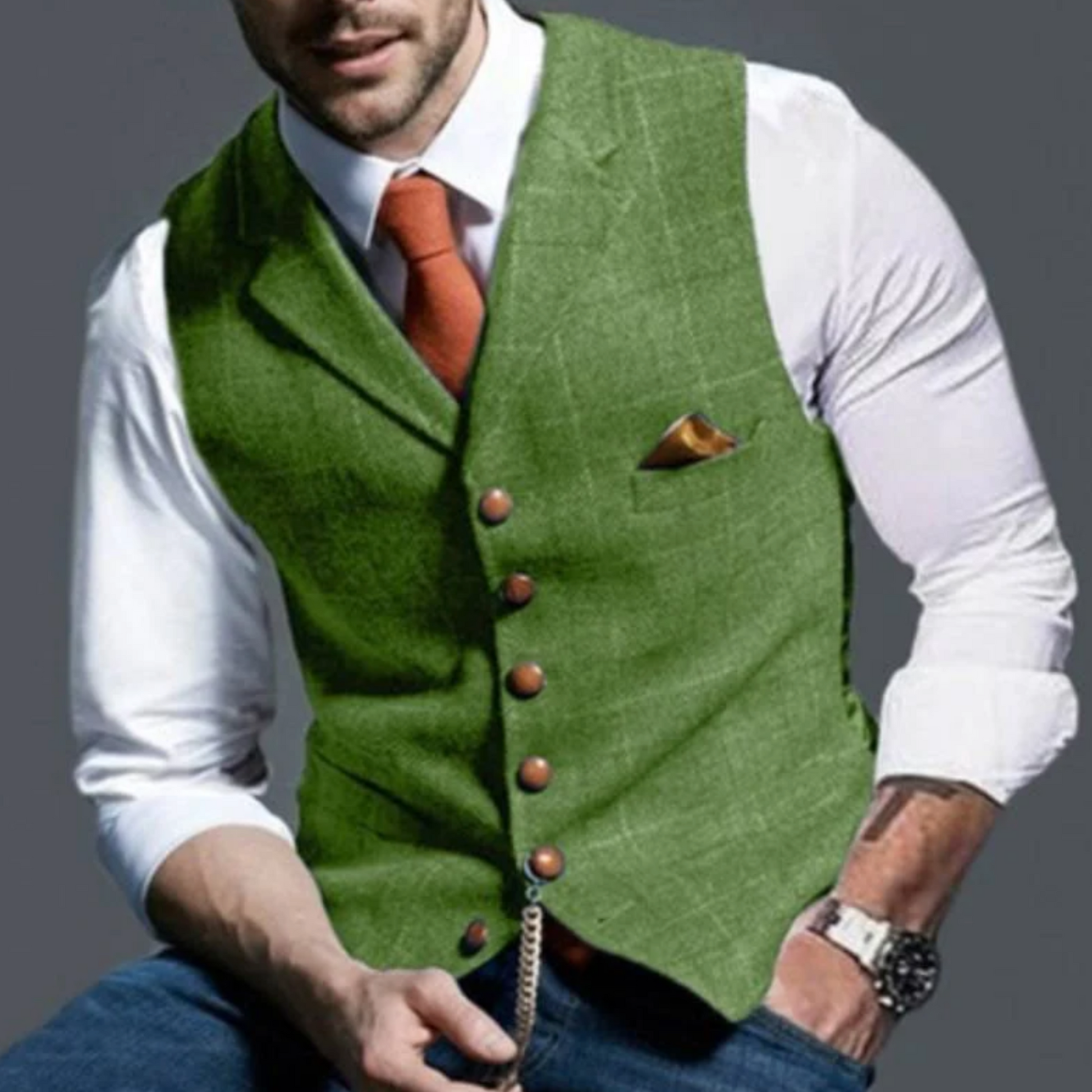Herrväst Slim Fit med Knappdetaljer 4