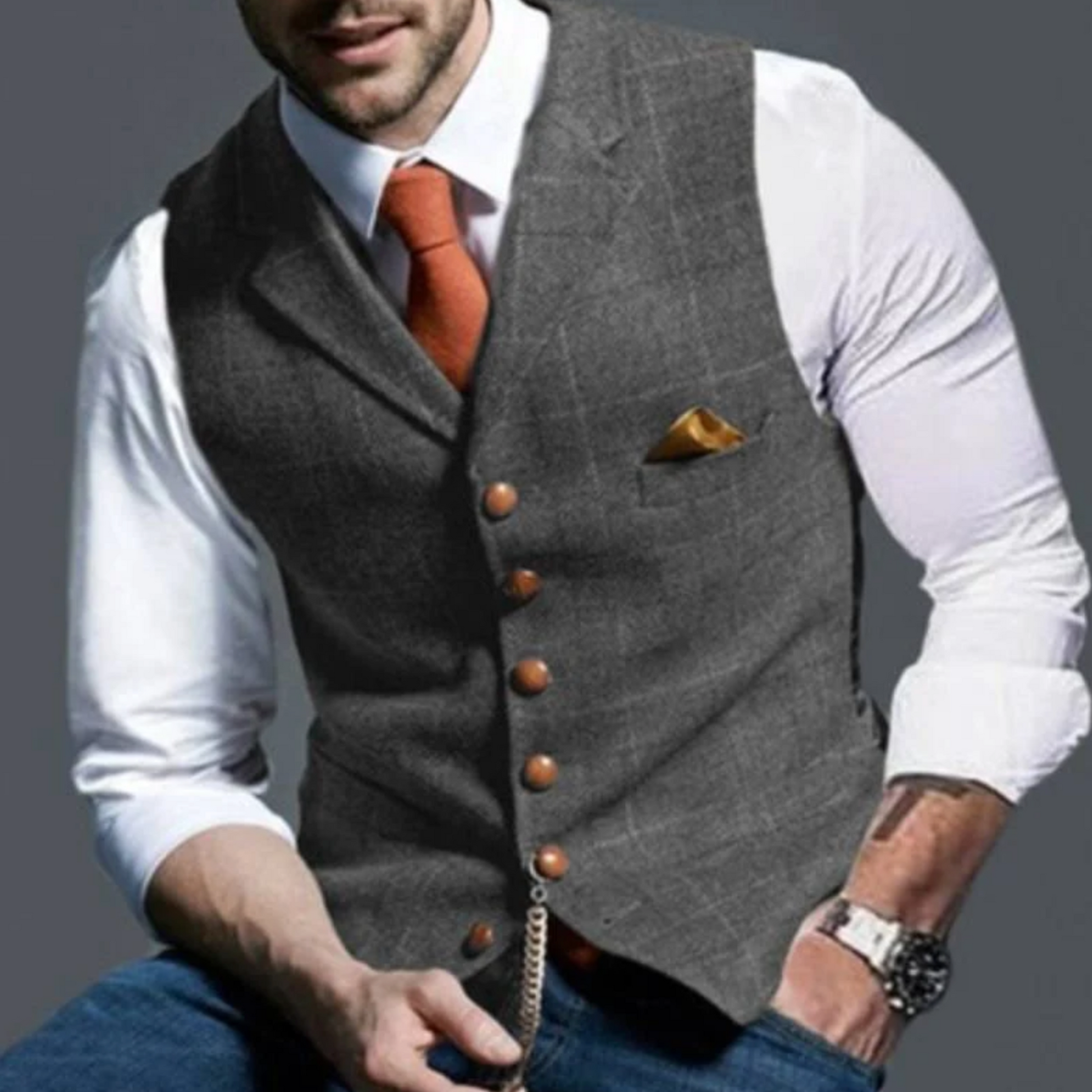 Herrväst Slim Fit med Knappdetaljer 5