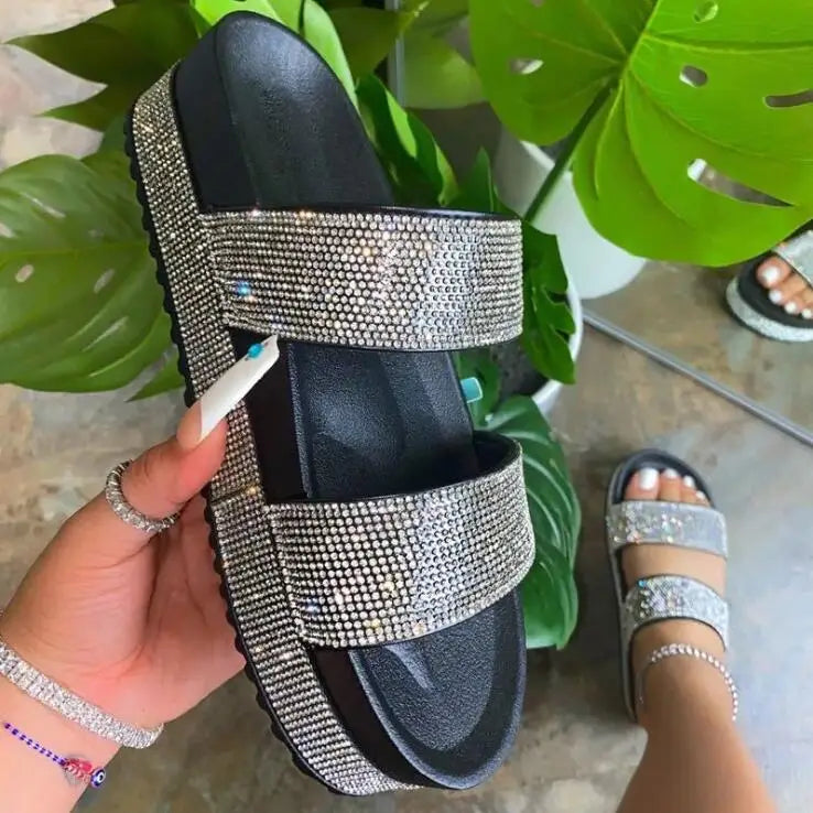 Glittersandaler för kvinnor