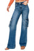 Hög midja cargo jeans med sidofickor för kvinnor 0