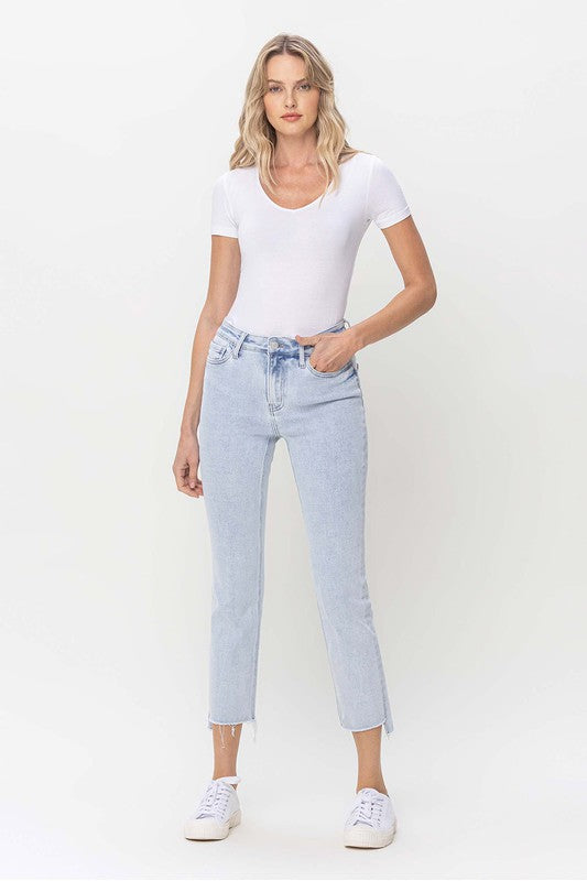 Hög midja raka jeans i ljus denim 3