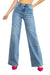 Höga Jeans med Vida Ben i Medium Stone 0