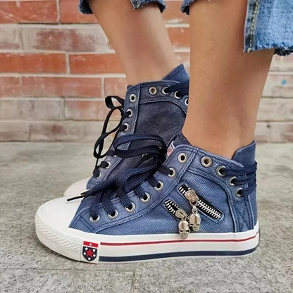 Höga sneakers i denim för kvinnor 2