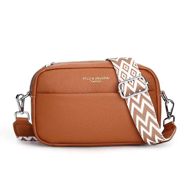 Crossbody-väska i läder av hög kvalitet - 22x15x8 cm