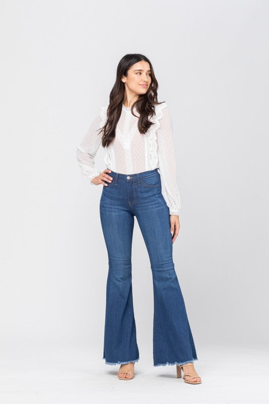 Högmidjade Flared Jeans för Damer i Blått 1