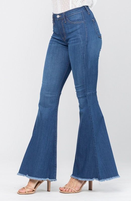 Högmidjade Flared Jeans för Damer i Blått 4