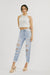 Högmidjade Jeans Med Distressad Design Ljus Denim 1