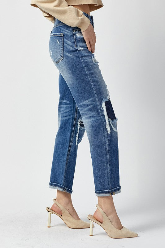 Högmidjade Raka Jeans Mörka 2