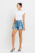 Högmidjade Shorts i Denim med Rullad Manschett 1