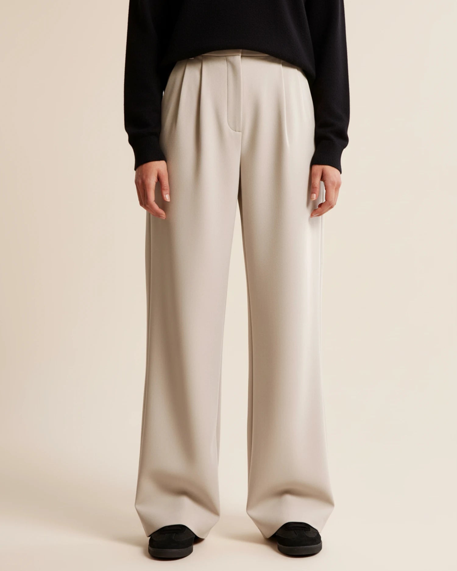 Högmidjade Veckade Byxor Dam för Chic Stil 1