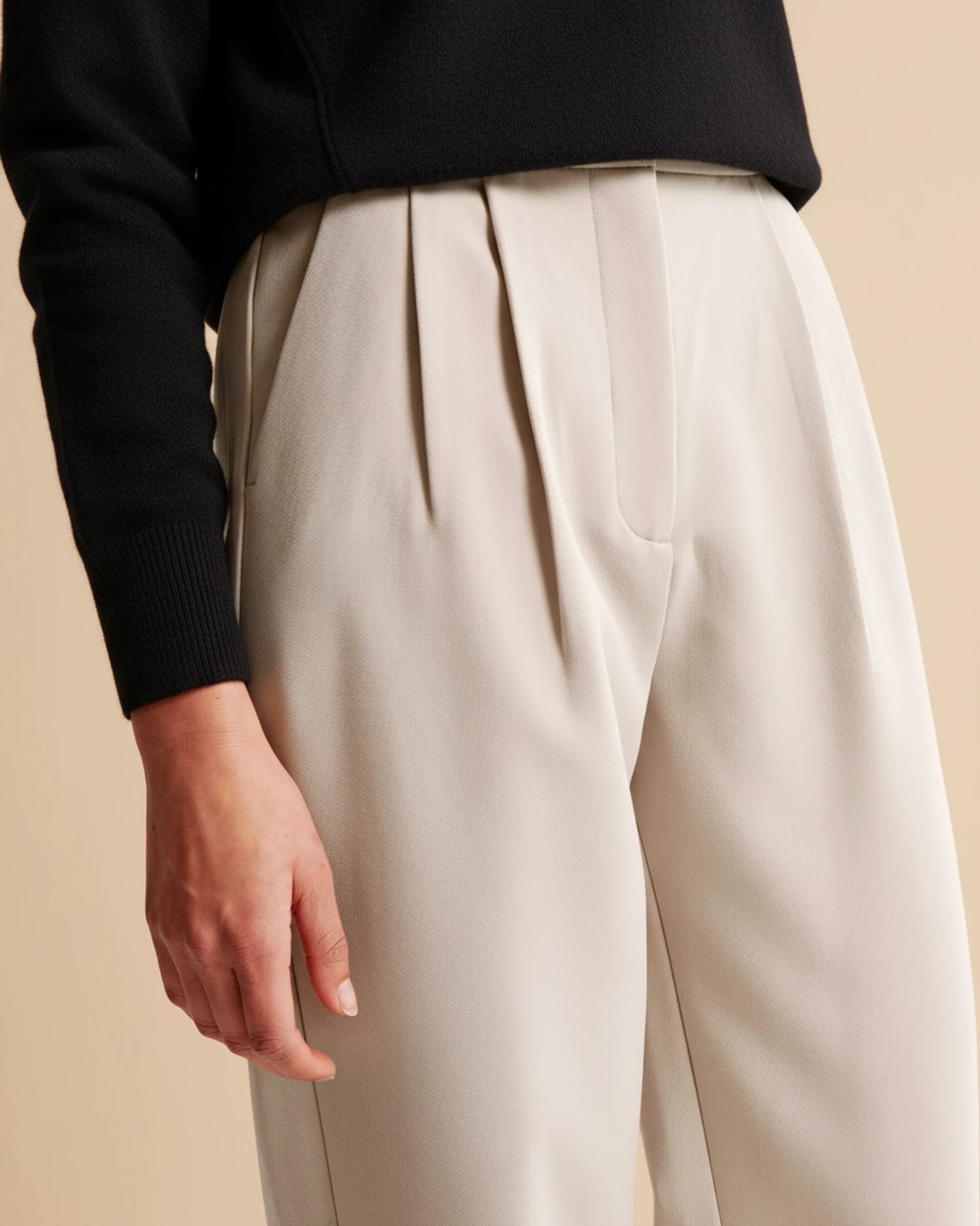Högmidjade Veckade Byxor Dam för Chic Stil 2