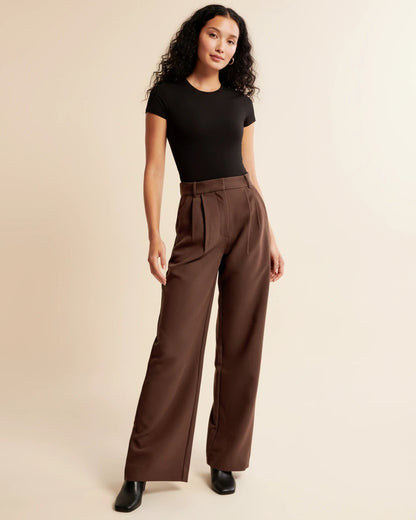 Högmidjade Veckade Byxor Dam för Chic Stil 9