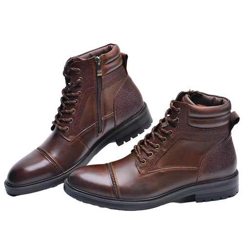 Högskurna Läderstövlar med Cap-Toe Design 0