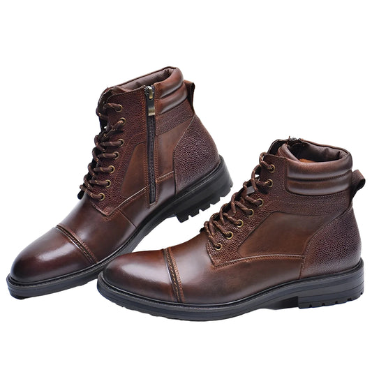 Högskurna Läderstövlar med Cap-Toe Design 0