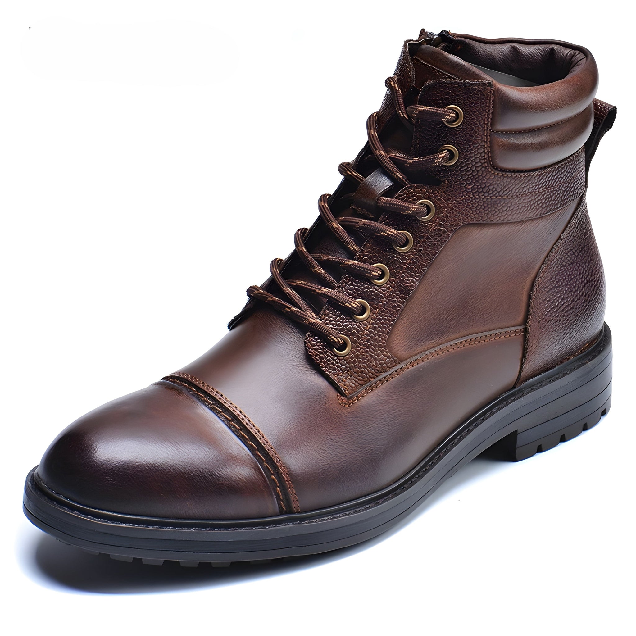 Högskurna Läderstövlar med Cap-Toe Design 1