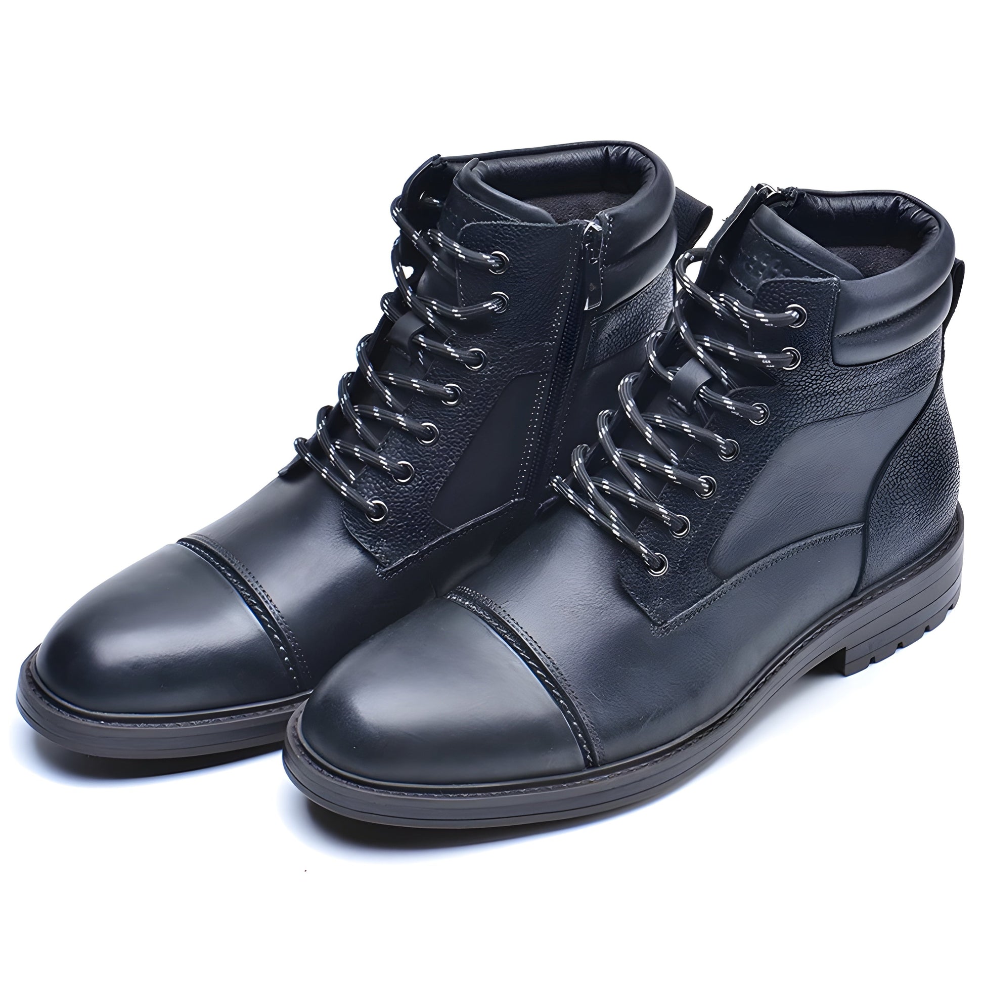 Högskurna Läderstövlar med Cap-Toe Design 5
