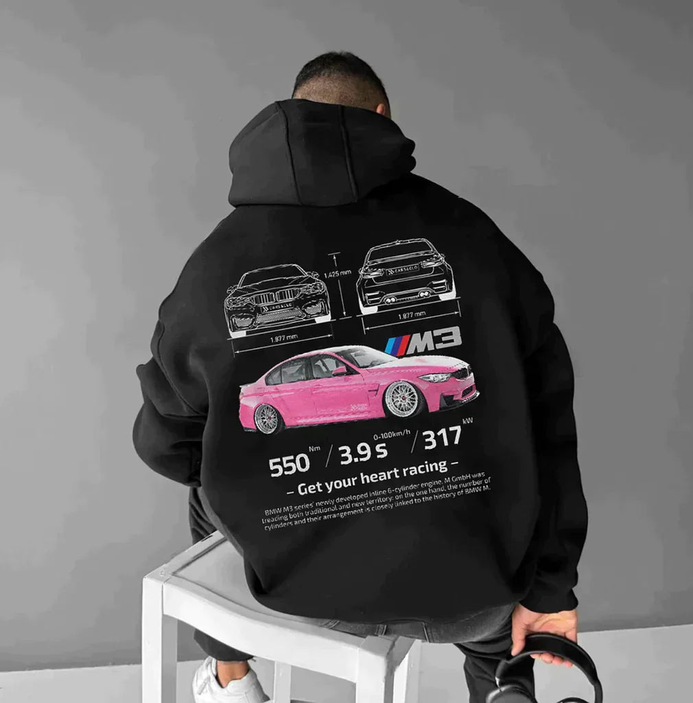 Hoodies Män Oversized Raceprint Mjuk Kattunmix 4