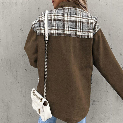 Höstjacka Dam Rutig Design Trendig Långärmad 8