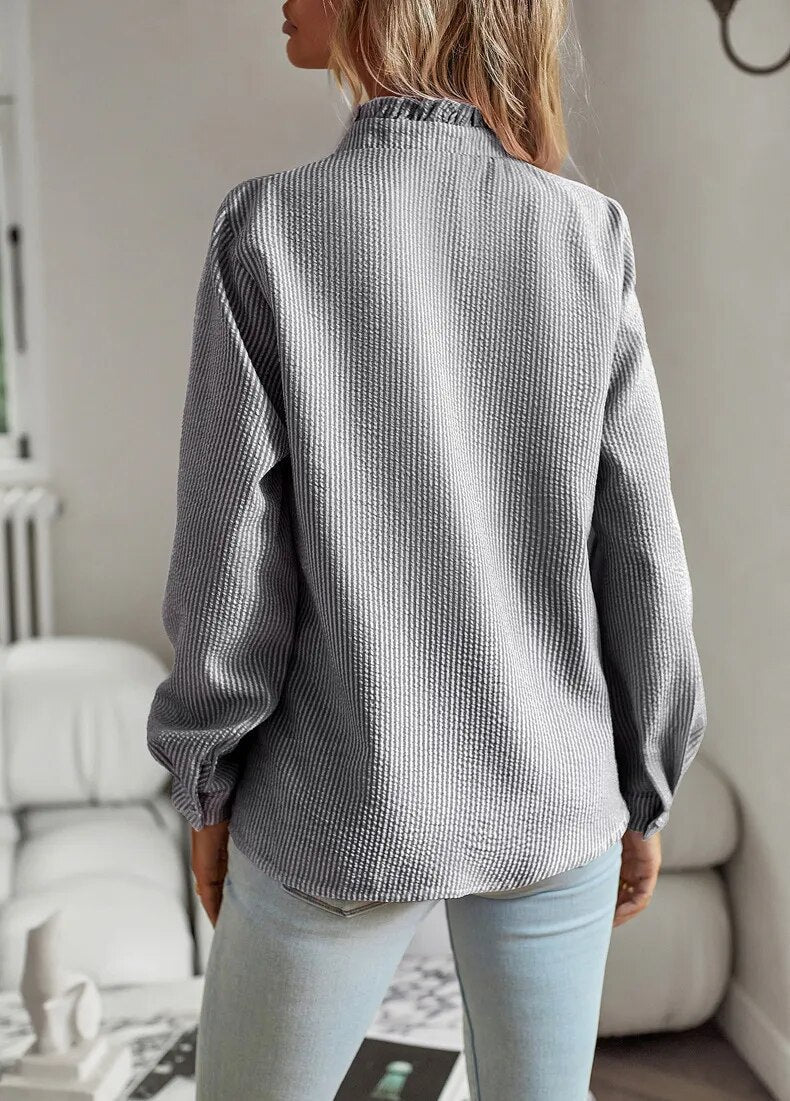 Dam Långärmad Blus Elegant Design 100% Polyester-5