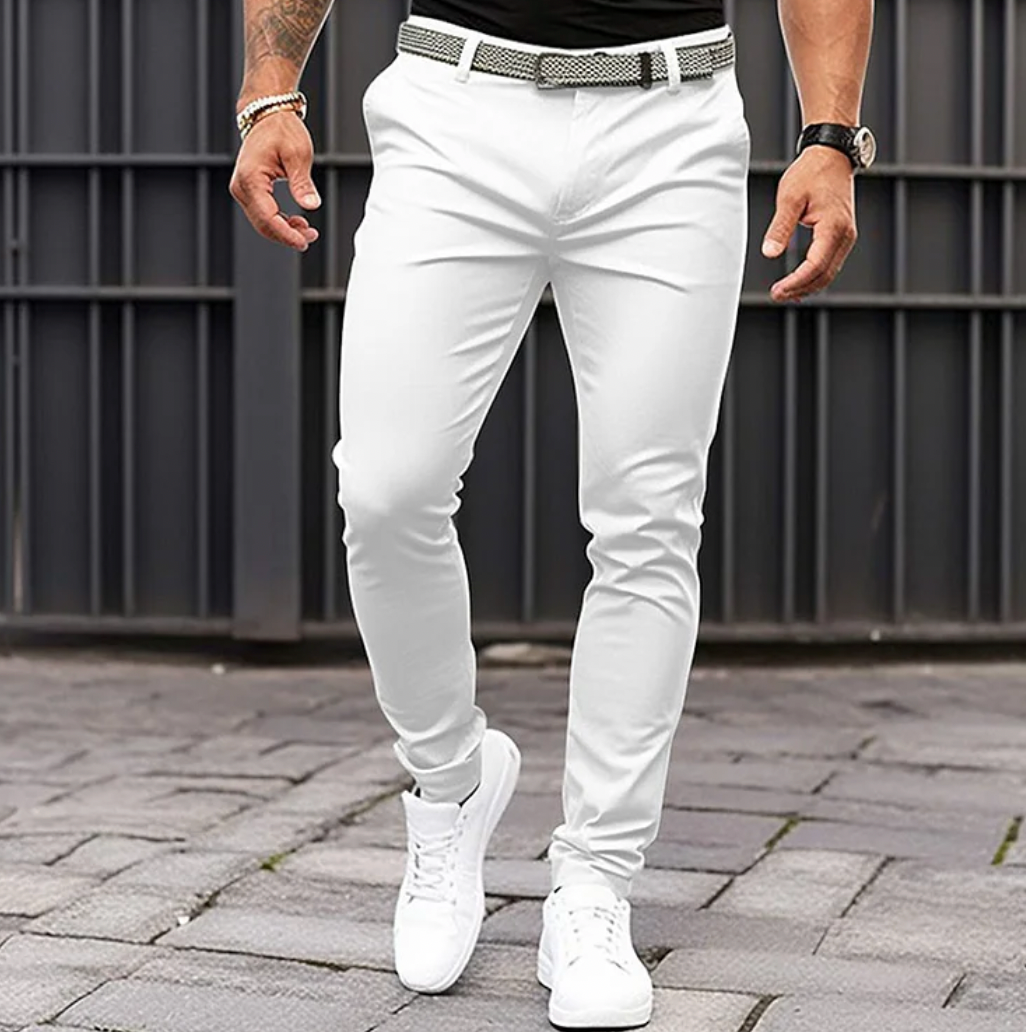 Herrbyxor Elegant Modern Design Högkvalitativt Tyg Ljusgrå Mörkgrå Vit-1