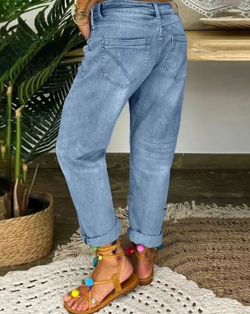 Dam Baggy Jeans Lösa i 100% Bomull-3