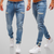 Herr Joggingbyxor Denim med Blixtlås i Mjuk Bomull 2