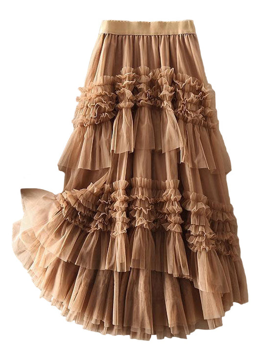 Kjol Dam Tulle Långkjol med Asymmetrisk Design och Lager 0