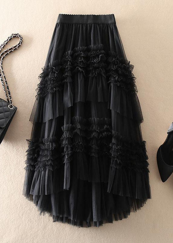 Kjol Dam Tulle Långkjol med Asymmetrisk Design och Lager 1