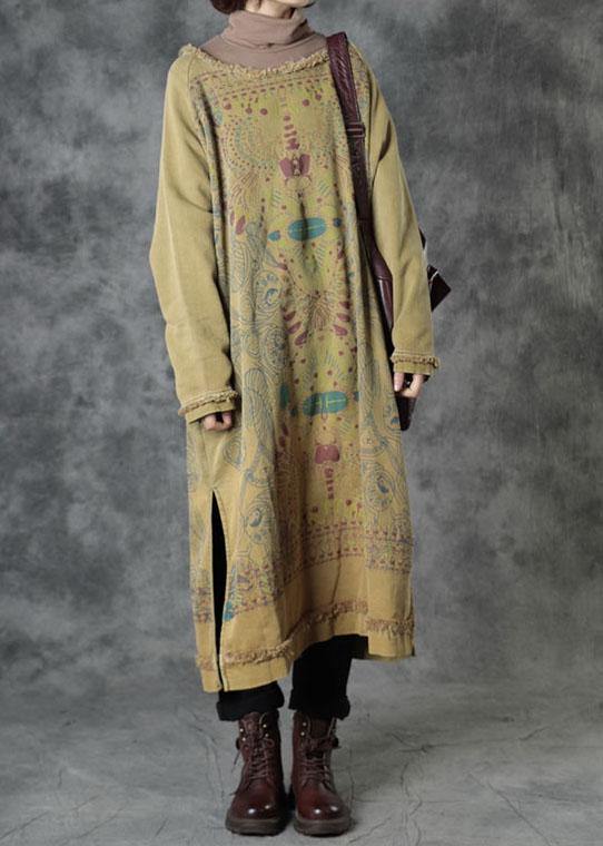 Klänning för kvinnor med O-hals och sidöppning 2