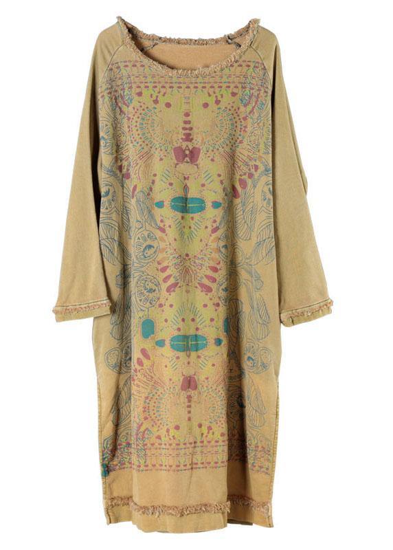 Klänning för kvinnor med O-hals och sidöppning 4