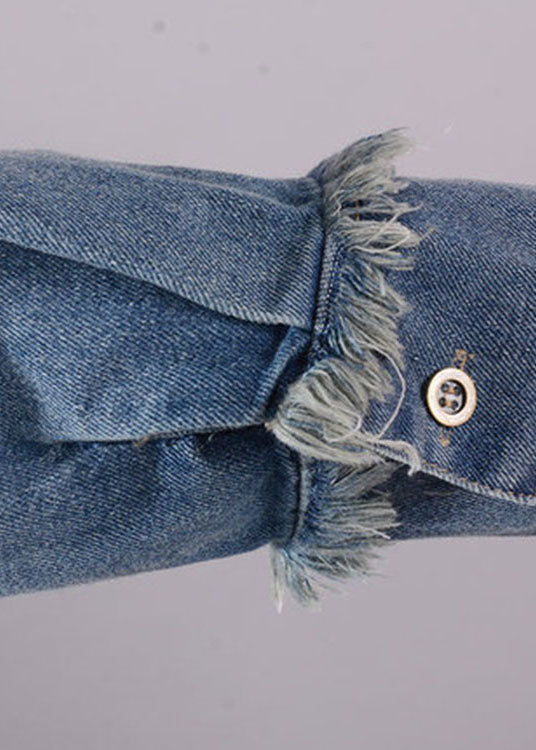 Klänning i Denim med O-Hals och Långa Ärmar för Damer 4