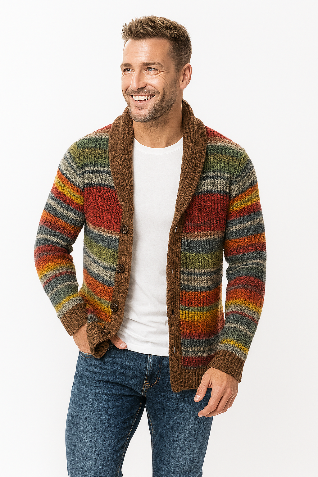 Klassisk Kofta med Slående Ränder för Män 1