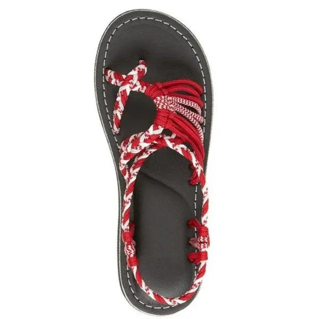 Handvävda rep platta sandaler