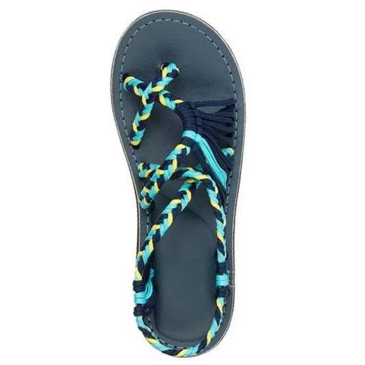 Handvävda rep platta sandaler