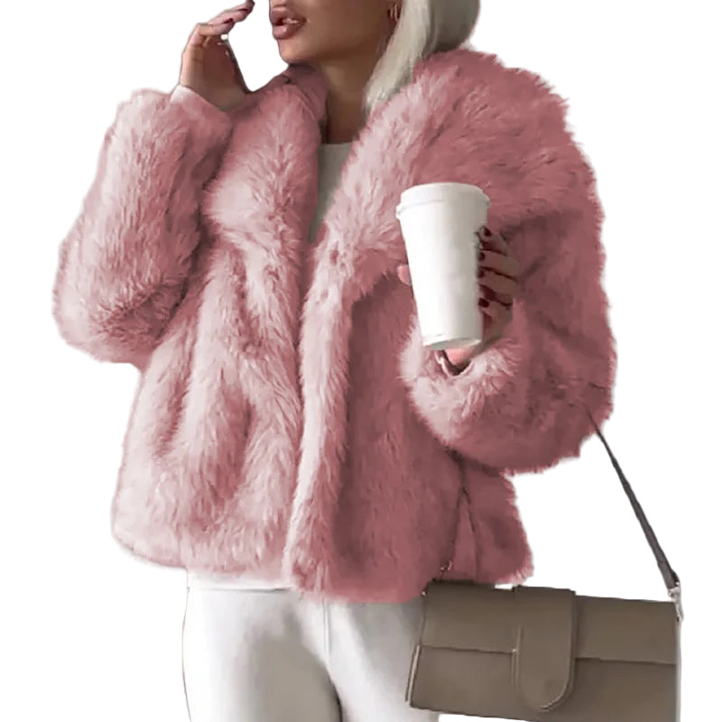 Kort Vinterjacka Dam Trendig Fuskpäls 0