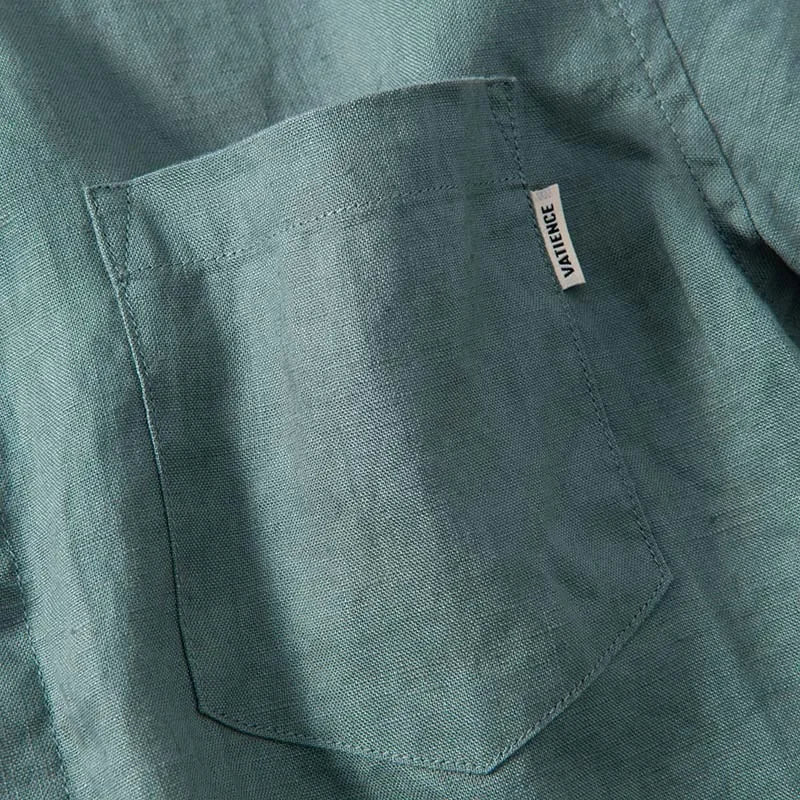 Mäns Avslappnad Skjorta Linne 100% 6