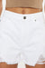 Kvinna Högmidjade Fransade Shorts Vit 2