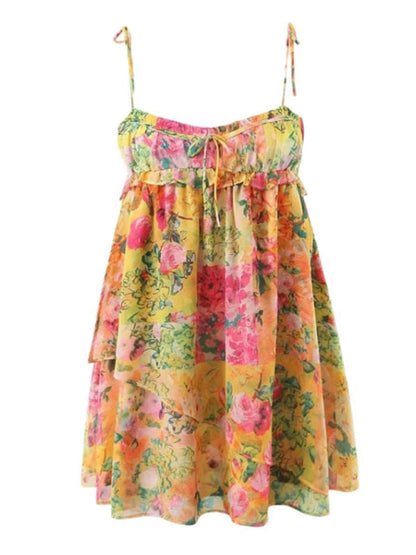 Kvinna Klänning Blommig Färgblock Polyester 4
