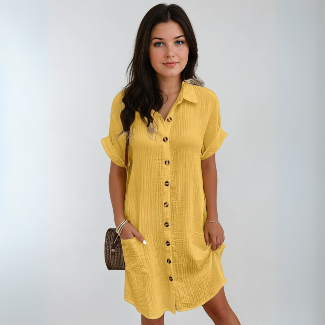 Kvinna Kortärmad Klänning Avslappnad Stil 5