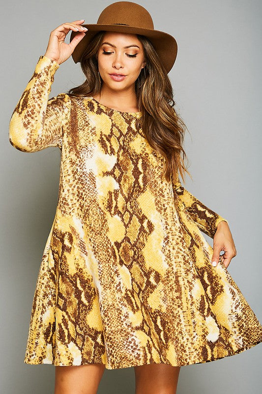 Kvinna Mini Klänning Djurtryck med Fickor 4