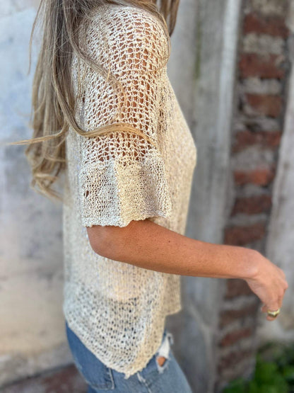 Kvinna Texturerad Top V-hals 1